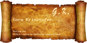 Gere Krisztofer névjegykártya